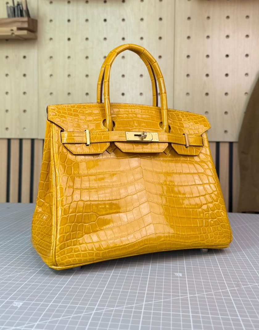 30 cm Jaune Amber Nile Crocodile Leather Bag