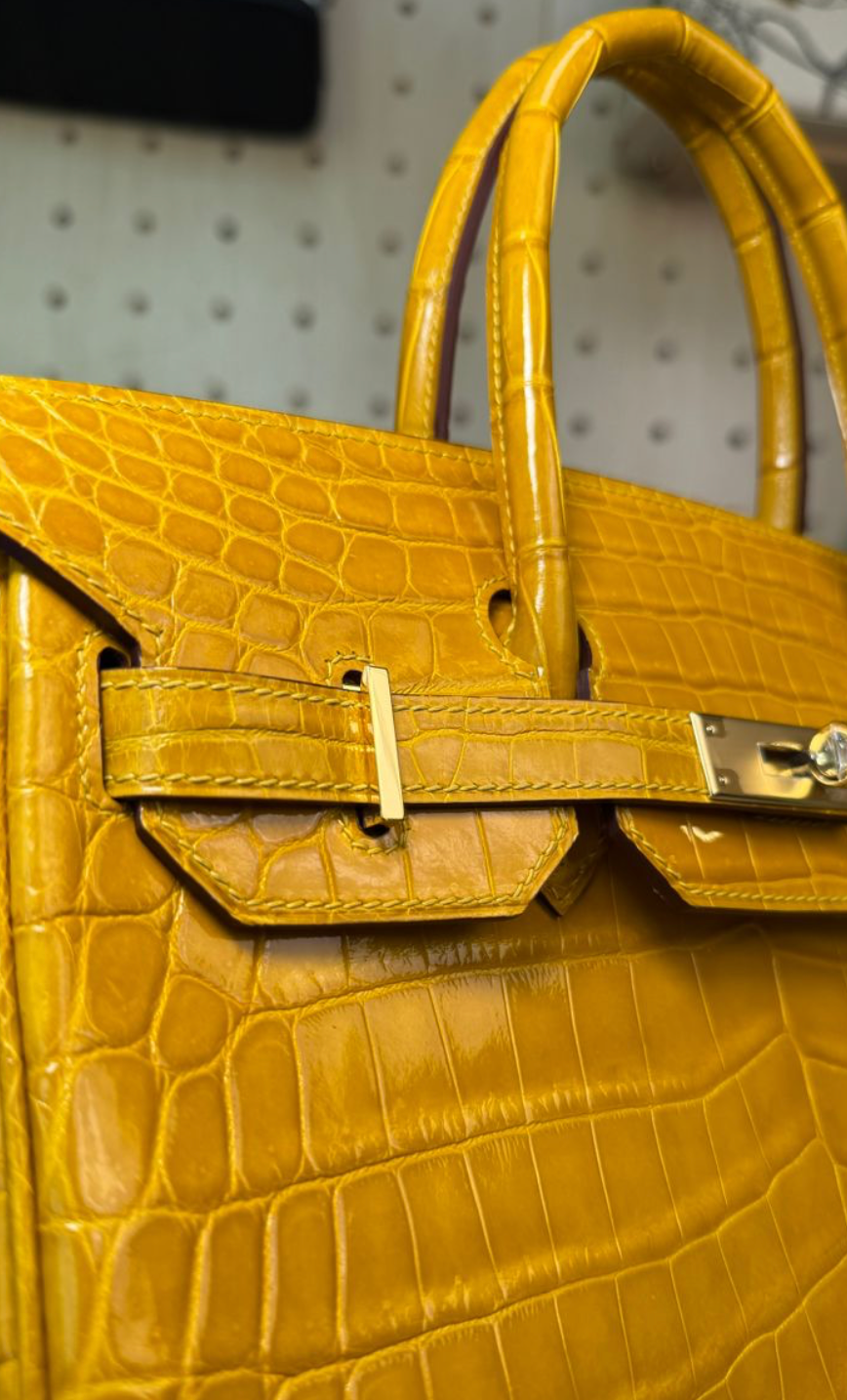 30 cm Jaune Amber Nile Crocodile Leather Bag