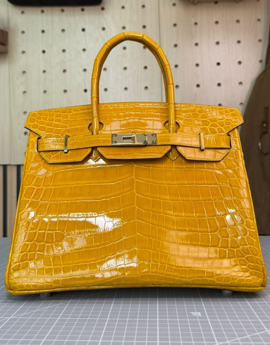 30 cm Jaune Amber Nile Crocodile Leather Bag